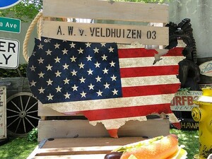 アメリカ合衆国マップ　U.S.ヘヴィースチールサイン　（星条旗バージョン）　アメリカ雑貨　アメリカン雑貨