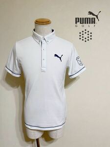 【良品】 PUMA GOLF プーマ ゴルフ ウェアー ボタンダウン ドライ ポロシャツ トップス サイズM 半袖 白 923749