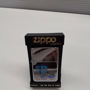 未使用 ZIPPO ジッポー オイルライター U.S.S. MIDWAY CV41 1989年製 ケース付き シルバー系 喫煙グッズ ま