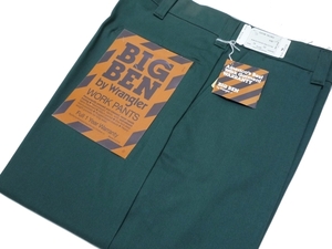 70～80’s ビンテージ BIG BEN by Wrangler ビッグベン ワークパンツ USA製 デッドストック 緑 65％ポリエステル 35％コットン W34 L32
