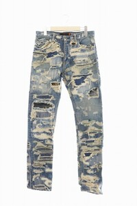 アンダーカバーイズム UNDERCOVERISM 05AW Arts and Crafts期 85 Denim クラッシュ リペア 加工 デニム パンツ 5A240-P2 2 青 インディゴ