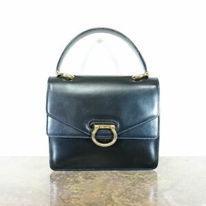 VINTAGE CELINE DOUBLE FRAP LEATHER HAND BAG MADE IN ITALY/ヴィンテージセリーヌダブルフラップレザーハンドバッグ