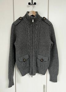 美品☆[McQ by Alexander McQueen] ナポレオン ケーブルニットジャケット S グレー イタリア製 メンズ