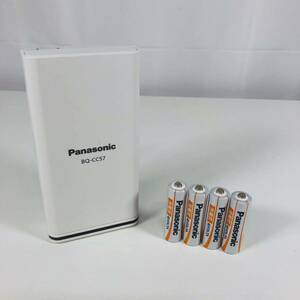 中古動作品 Panasonic 単3形単4形ニッケル水素電池専用USB出力付急速充電器 BQ-CC57 オマケ単三電池4本付き