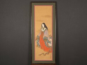 【模写】【伝来】sh7373〈葛飾北斎〉額装 浮世絵 美人図 浮世絵師 江戸時代後期 東京の人
