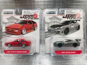 絶版1/64JADATOYSジャダトイズJDMTUNERS JICジェイアイシーAE86トレノエクイップホイール&トヨタスープラBOMEXボメックス80スープラ2台美品