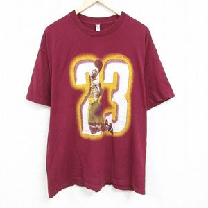 XL/古着 半袖 Tシャツ メンズ NBA クリーブランドキャバリアーズ レブロンジェームス 23 大きいサイズ コットン クルーネック エンジ バス