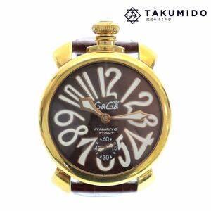 ガガミラノ GAGA MILANO メンズ腕時計 マヌアーレ48 5010.01S 手巻き ブラウン文字盤 ウォッチ 中古AB 276736