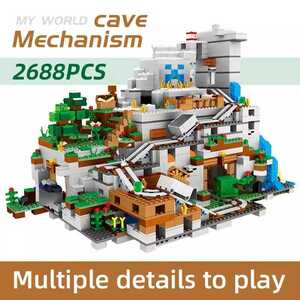 [新作] LEGO互換 LEGO風 マイクラ マインクラフト 山の洞窟風 ミニフィグ13体 2688ピース
