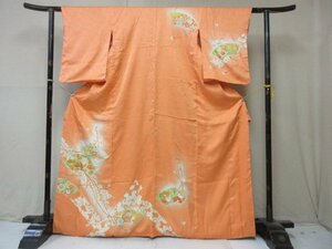 1円 良品 正絹 着物 訪問着 縮緬 式典 和装 地紙 菊 梅 花柄 結び紐 高級 袷 身丈158cm 裄62cm【夢職】★★★