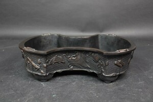 分銅型宝尽水盤　砂鉢 ■銅製　古銅色