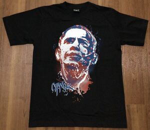 今こそオバマ★アメリカ 大統領 Tシャツ Lサイズ★黒 YES WE CAN Barack Obama Heavy Metal ポップアート