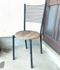 ヴィンテージ アイアン×木製 チェア 丸椅子 インダストリアル アンティーク インテリア 作業椅子 アトリエ 