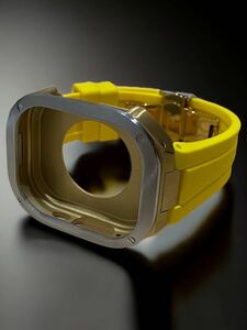 アップルウォッチ　ウルトラ　カバー　Apple Watch ultra 49mm ラバー　ベルト　バンド　ケース　49ミリ　/ゴールドシルバーイエロー