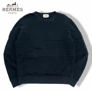 正規品 HERMES エルメス H-LOGO sweatshirt エンボス ステッチ Hロゴ スウェット トレーナー プルオーバー ブラック XS メンズ