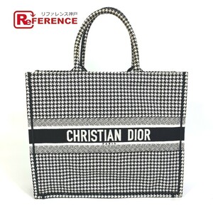 Dior ディオール 千鳥柄 ハウンドトゥース エンブロイダリー ブックトート トートバッグ キャンバス ホワイト/ブラック【中古】