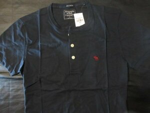 本物正規◆アバクロ◆Tシャツ ヘンリー 0202-200 紺/赤■S■新品/綿100％