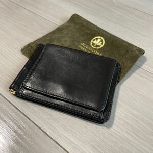 GLENROYAL グレンロイヤル 財布 マネークリップ 小銭入れ付き MONEY CLIP WITH POCKET 革 カード メンズ ブライドルレザー 黒 ブラック