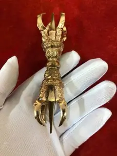 チベット仏教法器 大元憤怒五鈷杵 金剛杵 密教法具 真鍮製 vajra 12cm