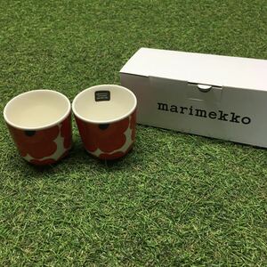 GX4224 MARIMEKKO マリメッコ UNIKKO ウニッコ 067849-001 ラテマグカップ 2個セット食器 ホワイト.レッド 未使用 保管品 コップ