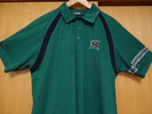 即決　ハワイ　ハワイ大学　アメフト　WARRIORS　ポロシャツ　濃緑・黒色　柄あり　Ｍ