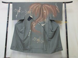 1円 中古 化繊 長襦袢 男性用 和装 和服 歌舞伎 かつら 花唐草 高級 渋カッコいい 袷 身丈136cm 裄66cm【夢職】★★★