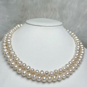 綺麗！翡翠×天然パールネックレス　42cm necklace Pearl pearl 約 8mm