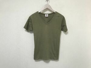 本物ヨンジュウゴアールピーエム45rpmコットンVネック半袖Tシャツメンズビジネスアメカジミリタリーサーフストリート茶ブラウンS