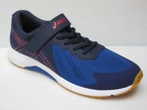 セール asics 23.5cm マジック式 アシックス レーザービーム RI-MG 1154A169 401 ブルー/赤 子供 キッズ 男の子 スニーカー 通学 上履き