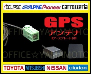 GPSアンテナケーブル(コード)緑角型 アースプレート付 ケーブル(約3m)トヨタ ダイハツ イクリプス ケンウッド 日産 ホンダ ナビ NHZN 1j