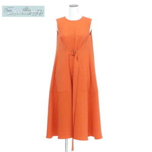 ADEAM ベルトパラシュートドレス ワンピース 0 オレンジ ウォッシャブルクレープ 