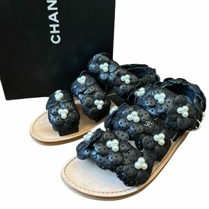 【極美品】CHANEL シャネル サンダル #36.5 箱付き ロゴ