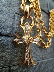 【新品未使用　インボイス】クロムハーツ　CHROME HEARTS　スモールハートクロス　フルダイヤ　ペンダント　22k ペーパーチェーン別売り