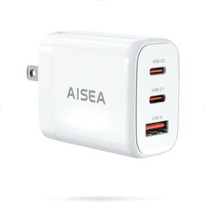 ホワイト PD USB充電器 Aisea 65W GaN Type C 急速充電器 高速充電器 PD対応 USB-C×2 & US