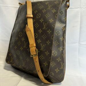 美品 Louis vuitton ルイヴィトン ショルダーバッグ モノグラム ミュゼット サルサ M51258 ブラウン 茶 総柄 斜掛 ヌメ革 フラップ