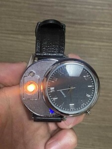 ▲棚:V_H7「腕時計　電子ライター機能付き　01/ブラック」　sa_wjig　XC5-16-2
