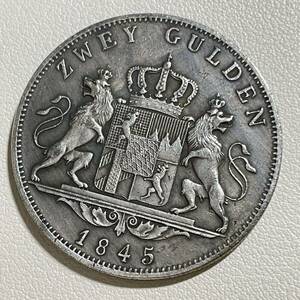 ドイツ 硬貨 古銭 バイエルン州 1845年 ルートヴィヒ1世 「ケーニヒ フォン バイエルン」銘 州章 ライオン クラウン コイン 重22.01g