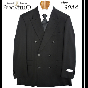 【新品未使用】PERCATELLO 90A4 日本製◆高島屋◆抗菌防臭 背抜きダブルジャケット 裏地メッシュ 無地 ブラック 黒 冠婚葬祭