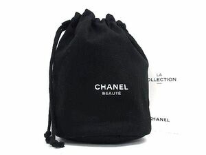 1円 ■新品■未使用■ CHANEL シャネル コットン100% 巾着型 ポーチ マルチケース 小物入れ レディース ブラック系 FA4285