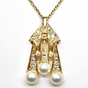 高品質!!MIKIMOTO(ミキモト)◆K18 天然ダイヤモンド/アコヤ本真珠ネックレス◆A 約10.7g 約41.5cm パール pearl diamond necklace FA1/FA5