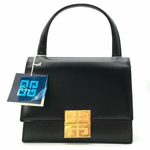 GIVENCHY ジバンシー カーフレザー ロゴ マチ付き ハンドバッグ 未使用保管品 M7753