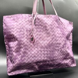 美品●BOTTEGA VENETA ボッテガヴェネタ メンズ イントレッチオリュージョン トートバッグ ビジネスバッグ 肩掛け A4 大容量 パープル 紫