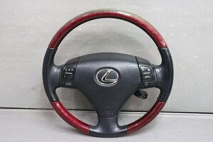 レクサス GS 350 前期 Lexus (GRS191 GWS191 UZS190 GRS196) 純正 ハンドル ステアリングホイール ウッドコンビ レザー スイッチ p046481