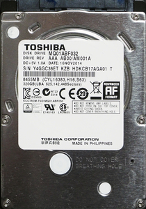 TOSHIBA MQ01ABF032 2.5インチ 7mm SATA600 320GB 50回 16829時間