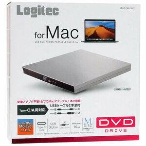 Logitec ロジテック製 Type-C対応 ポータブル DVDドライブ LDR-PVB8U3MSV シルバー [管理:1000018054]