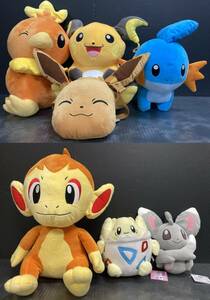  ■【現状品】ポケモン ぬいぐるみ② ポーチ 7点セット / ヒコザル チラーミィ トゲピー ミズゴロウ アチャモ イーブイ ライチュウ 他