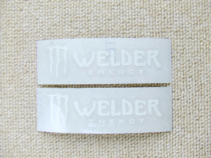■ WELDER ENARGY 切り文字 ステッカー 白つや無し [100mm x 29mm] 溶接 ウェルダー TIG モンスターエナジー ■2枚セット