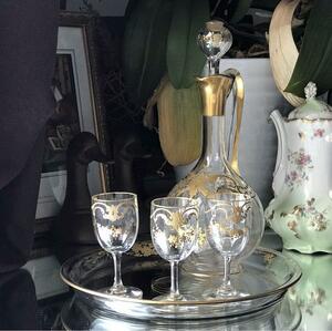 オールドバカラBACCARATルイ15世様式金彩ワイングラス、カラフェ、トレイ★フランスアンティーク/極稀少