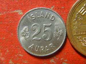 外国・アイスランド／２５オイラール白銅貨（1965年）　240508