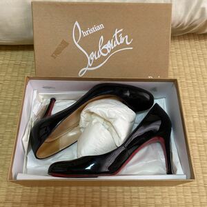 CHRISTIAN LOUBOUTIN クリスチャン ルブタン ブラック 黒 ヒール パンプス 37.5 MISS GENA 85 PATENT CALF エナメル 美品